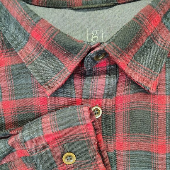 George Men’s 3XL Red & Black Plaid Flannel Button-Up Shirt – Big & Tall - Picture 4 of 7